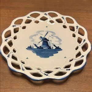 Decorative Vintage Blue and White Zenith Ceramic Plate with numbers